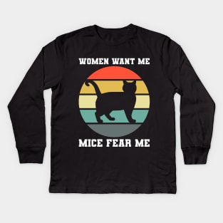 Women Want Me Mice Fear Me 2 Kids Long Sleeve T-Shirt